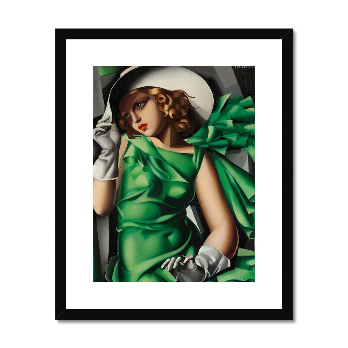 レンピカの額装されたアート緑色の女性 (Lempika green woman framed 