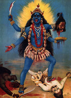 Kali trampelt Shiva | Raja Ravi Varma | 1900