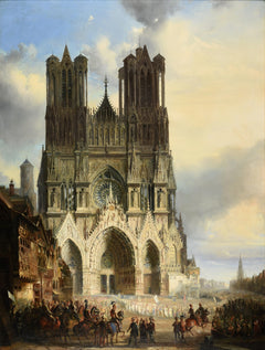 Kathedrale von Reims mit einer mittelalterlichen Prozession | David Roberts | 19. Jahrhundert
