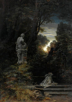 Woman at a Fountain With Rising Moon | Ferdinand Knab | 1866