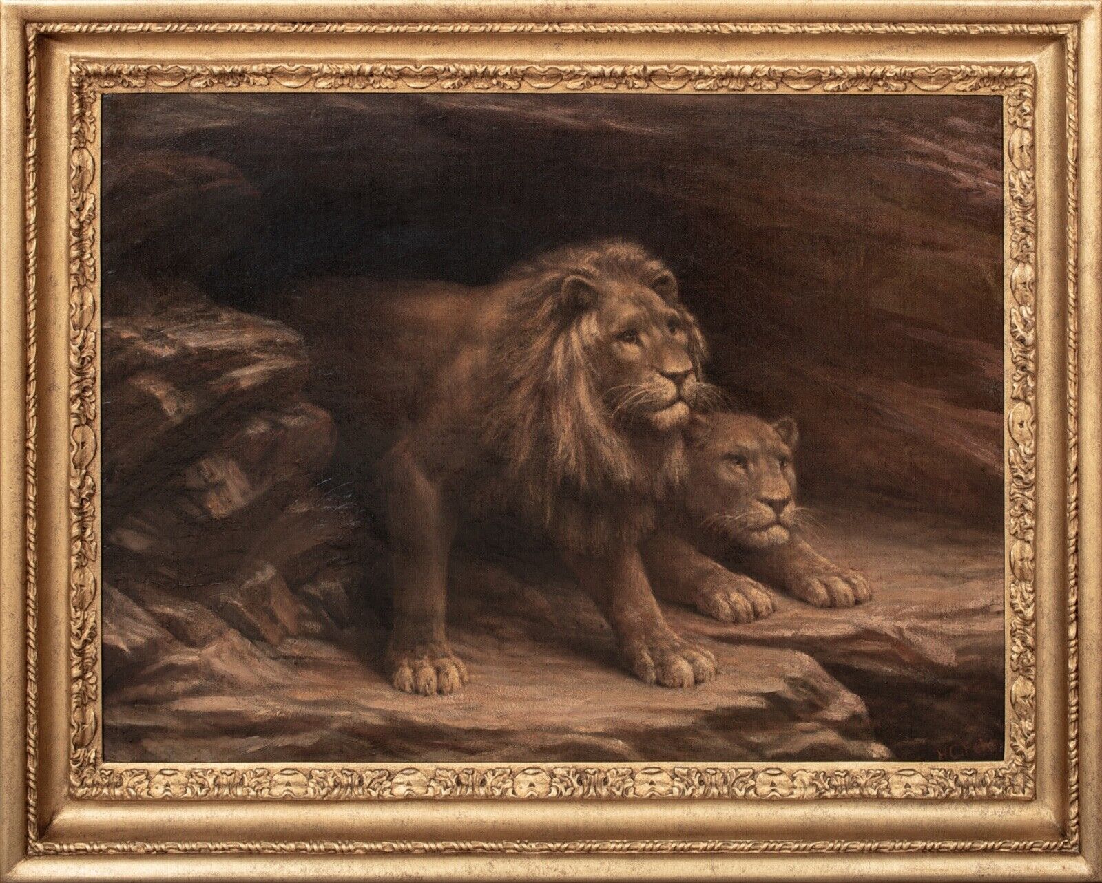 Study of Lions by M.C Fehr | Buy Original Fine Art Online – Dark