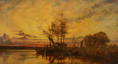 The Ferry Crossing at Sunset, Norfolk | Miller Marshall | 19th Century