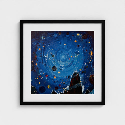 Starry Sky – 20 x 20 inch black mounted square frame, head-on Prodigi view