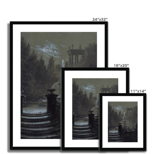 Parc avec une fontaine au clair de lune | Carl Gustav Carus | 1851