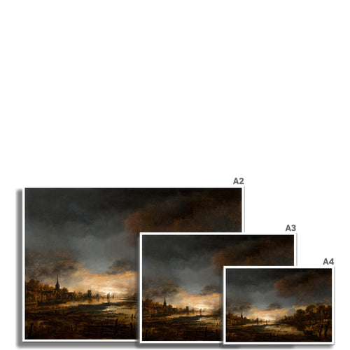 Flusslandschaft bei Sonnenuntergang | Aart van der Neer | 1650