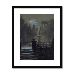 Parc avec une fontaine au clair de lune | Carl Gustav Carus | 1851