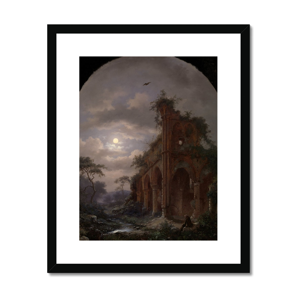 Monk Meditating near a Ruin by Moonlight | Frederik Marinus
