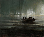 Nordlichter über vier Männern in einem Ruderboot | Peder Balke | 19. Jahrhundert