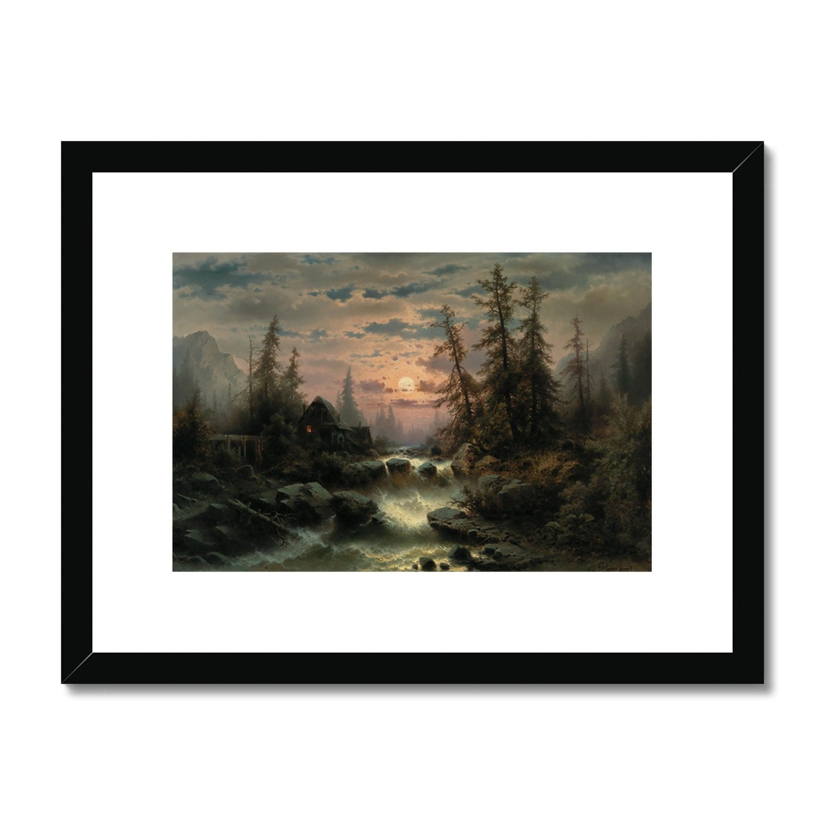 Mountain Stream in the Moonlight by Albert Rieger Buy Framed Prints