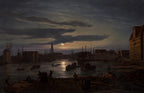Kopenhagener Hafen im Mondlicht | Johan Christian Dahl | 1846
