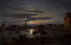 Kopenhagener Hafen im Mondlicht | Johan Christian Dahl | 1846