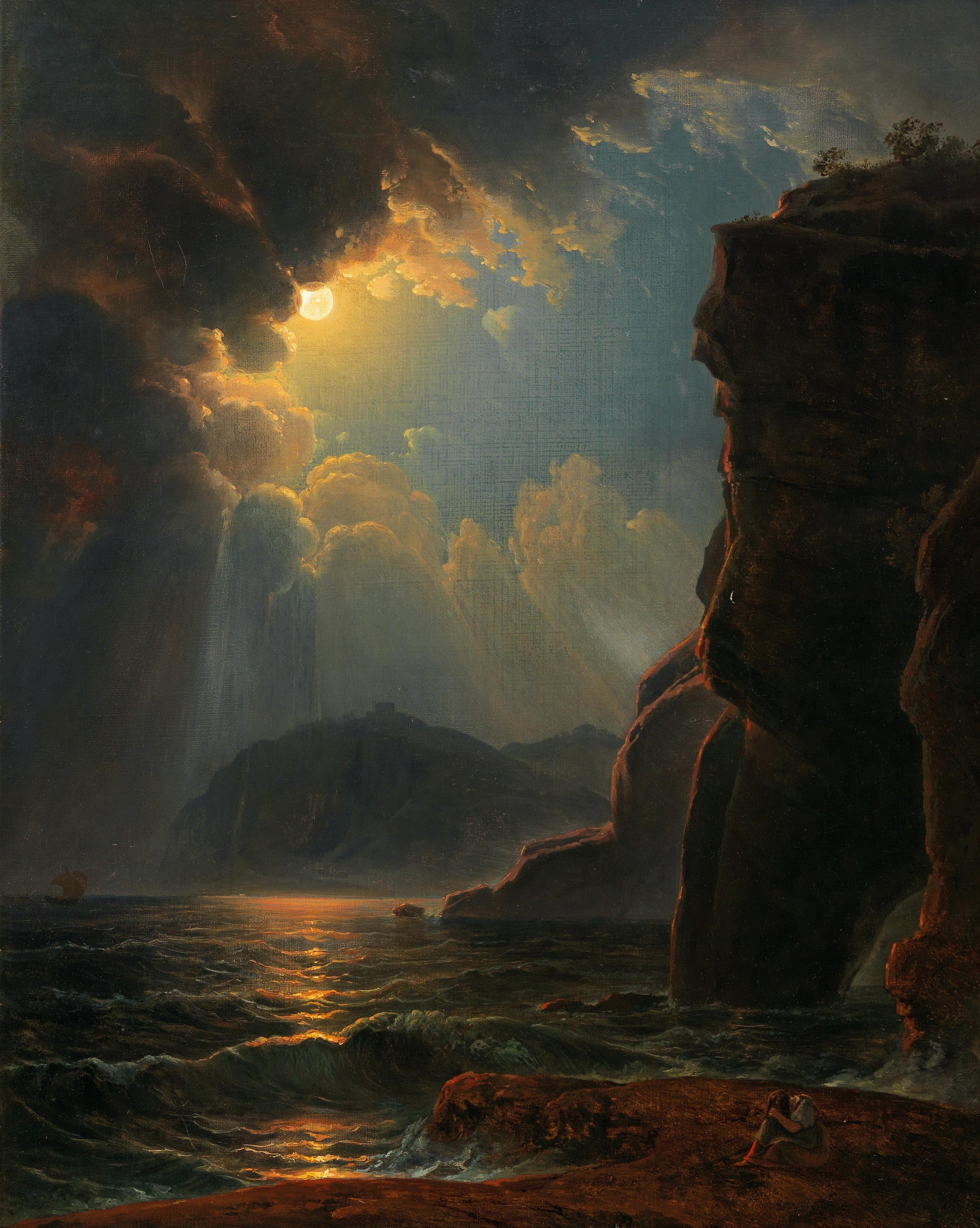 Johann Nepomuk Buy by Art Prints Gloomy | Fine Dark the Art Coast Schödlberger in Moonlight Online – Rocky
