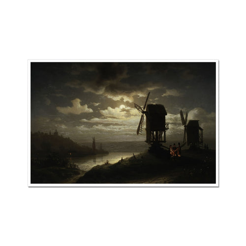 Nächtliche Landschaft mit Windmühlen | Józef Marszewski | 1864
