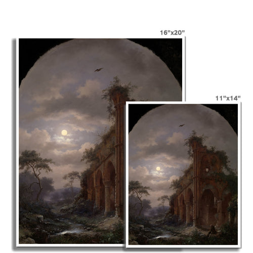 Meditierender Mönch bei einer Ruine im Mondlicht | Frederik Marinus Kruseman | 1862