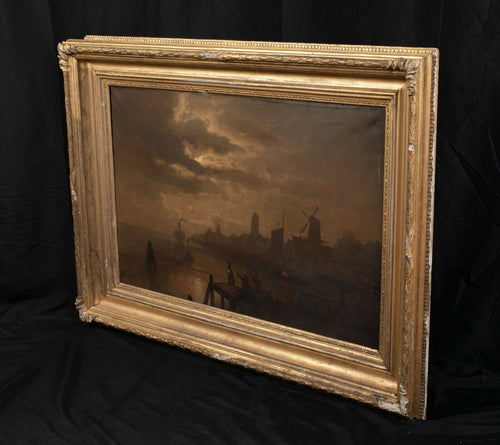 Dutch Dordrecht Moonlit Landscape | Felix Kreutzer | 19th Century