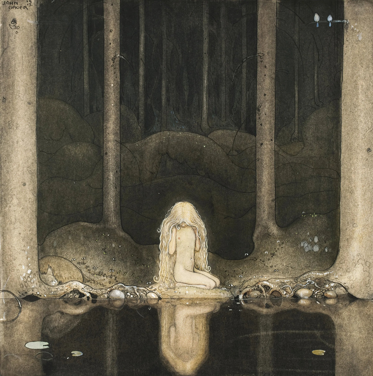 Princess Tuvstarr by the Forest Pool | John Bauer | 1913