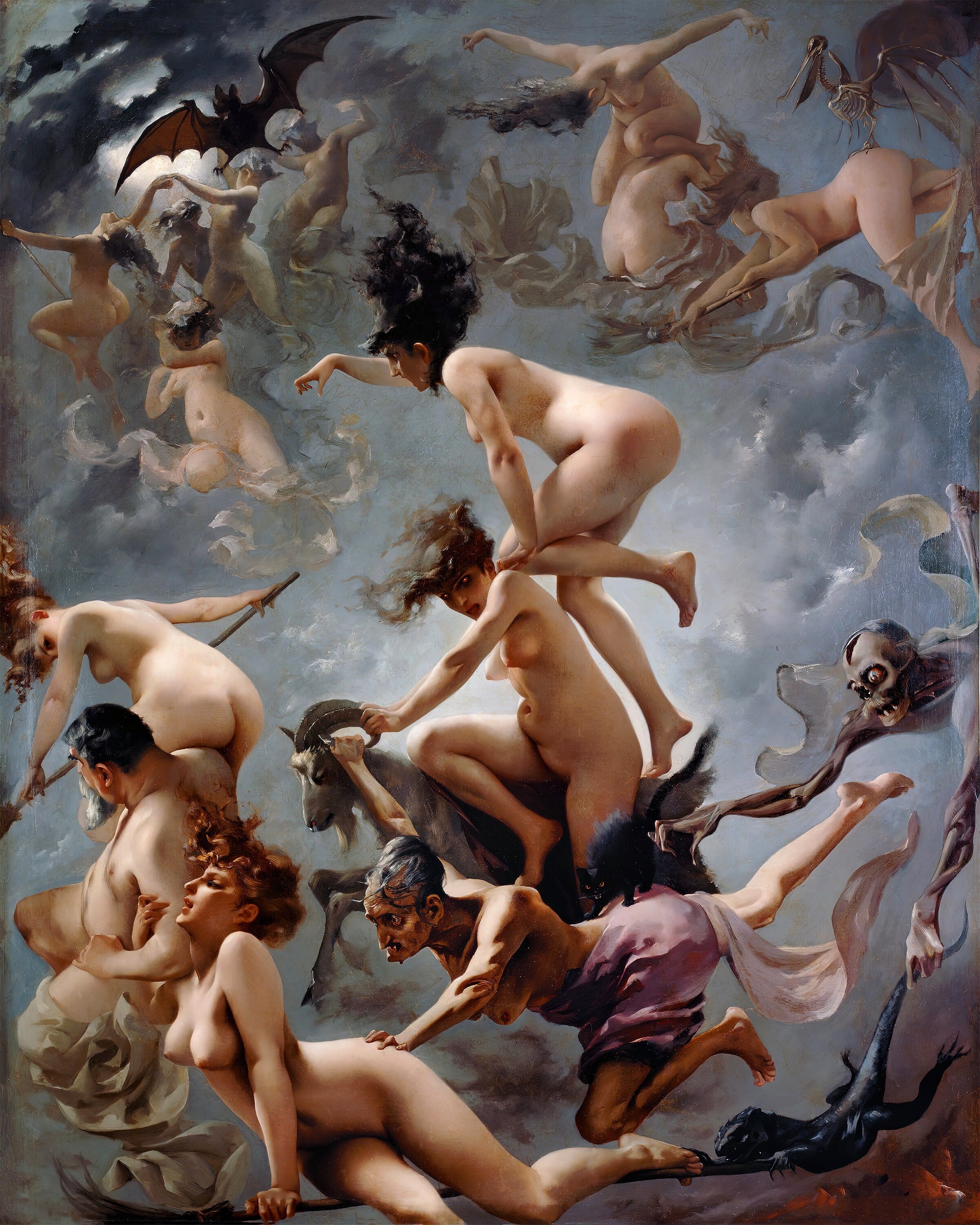 Wall26 Canvas Print – 'Witches Going To Their Sabbath' By Luis Ricardo Falero (24x36, Framed)
