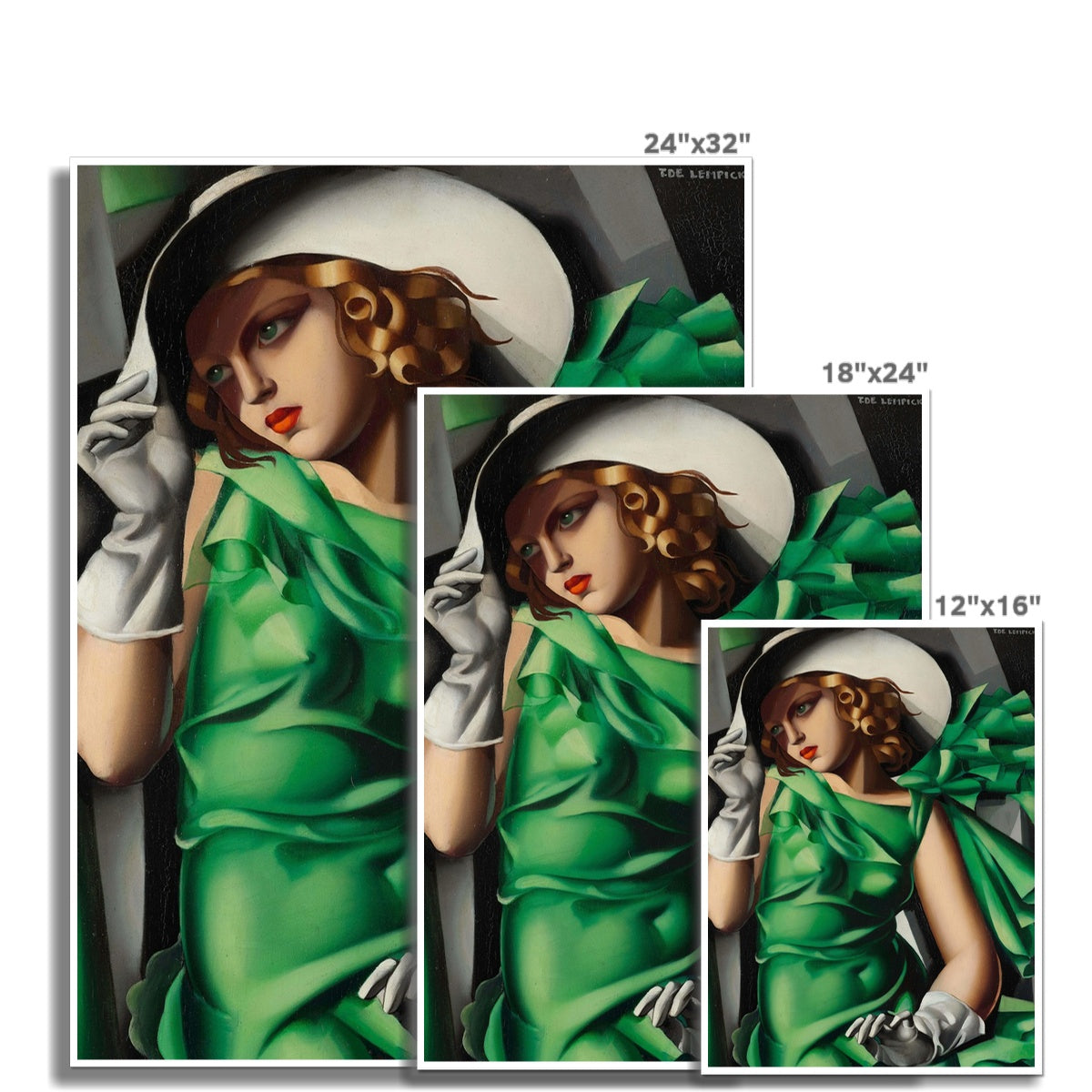 the woman in the green dress painting Emerald Grace: | Vertical Canvas Young Girl in Green by