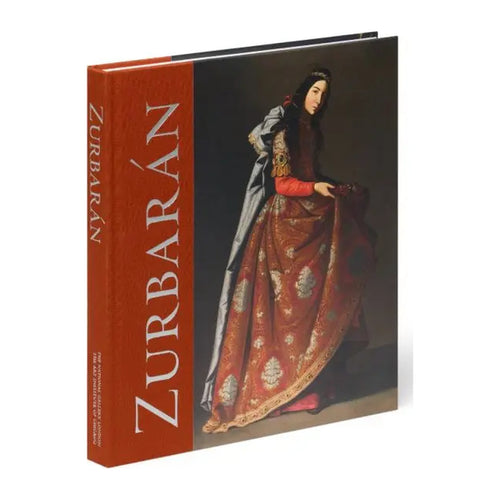 Red front cover featuring a standing female saint — Zurbarán.