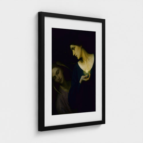 Night and Her Daughter Sleep – black mounted frame, angled Prodigi view
