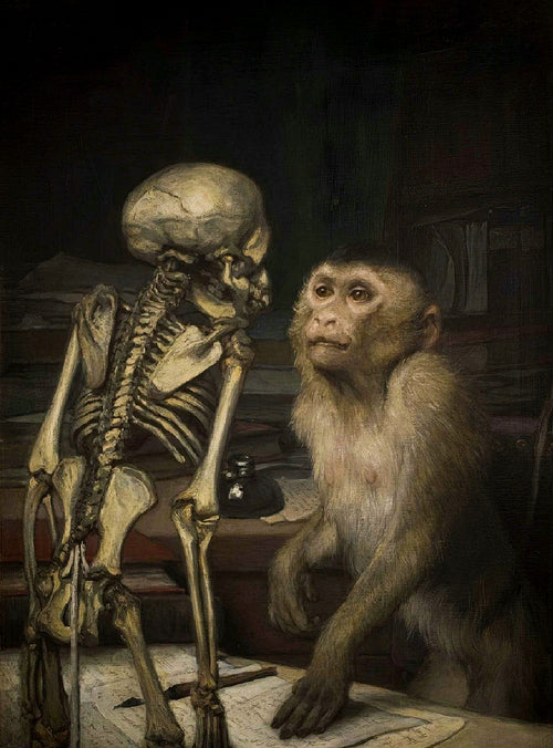 Monkey Before Skeleton | Gabriel von Max | 19th Century
