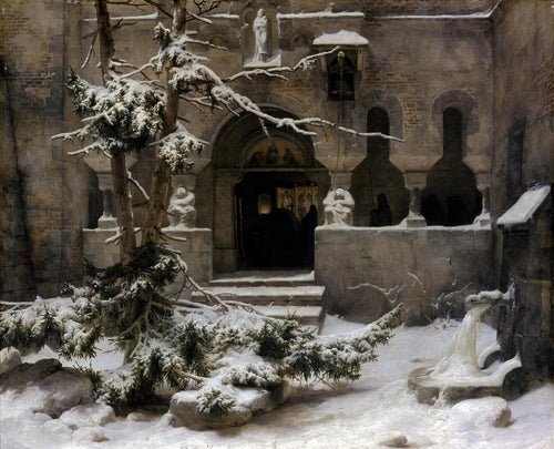 Monastery Courtyard in Snow | Carl Friedrich Lessing | 1829