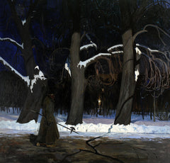 Winter Night with a Halberdier | Henryk Szczyglinski | 1907