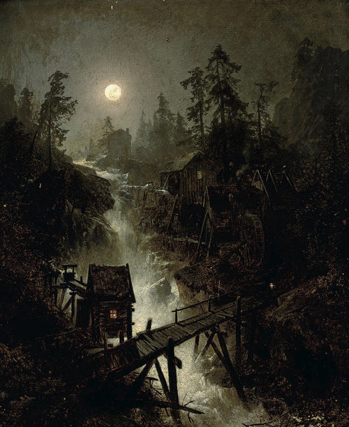 Mining Town by Moonlight | Hermann Ottomar Herzog | 1869