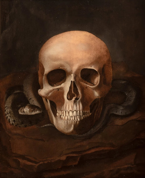 Vanitas Still Life of a Skull & Snake | Follower of Pieter Claesz | 17th Century