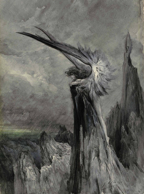 Winged Chimera Above The Cliffs of Port Cato in Belle-Ile | Clairin Georges | 19th Century