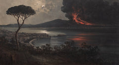 Mount Vesuvius Erupting At Night The Bay Of Naples | Italian School | 19th Century