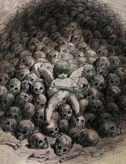 Cupid on Top of a Mountain of Skulls | Gustave Doré | 19th Century