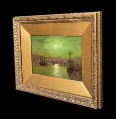 Moonlit Whitby Harbour | Louis Hubbard Grimshaw | 19th Century
