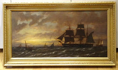 English Ships At Sunset | Richard Henry Nibbs | 19th Century