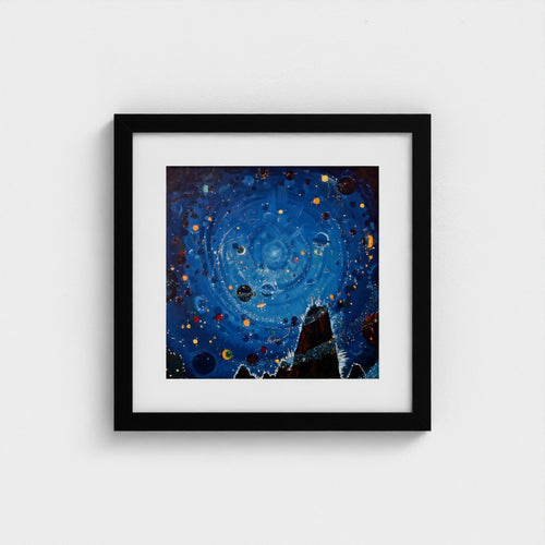 Starry Sky – black mounted square frame, head-on Prodigi view