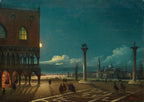 Piazza San Marco by Moonlight, Venice | Giovanni Grubacs | 20th Century