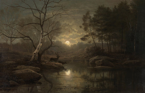 Forest Landscape in the Moonlight | Georg Eduard Otto Saal | 1861