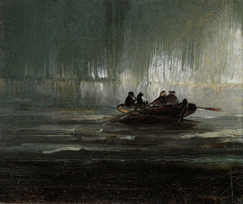 Northern Lights over Four Men in a Rowboat | Peder Balke | 19th Century