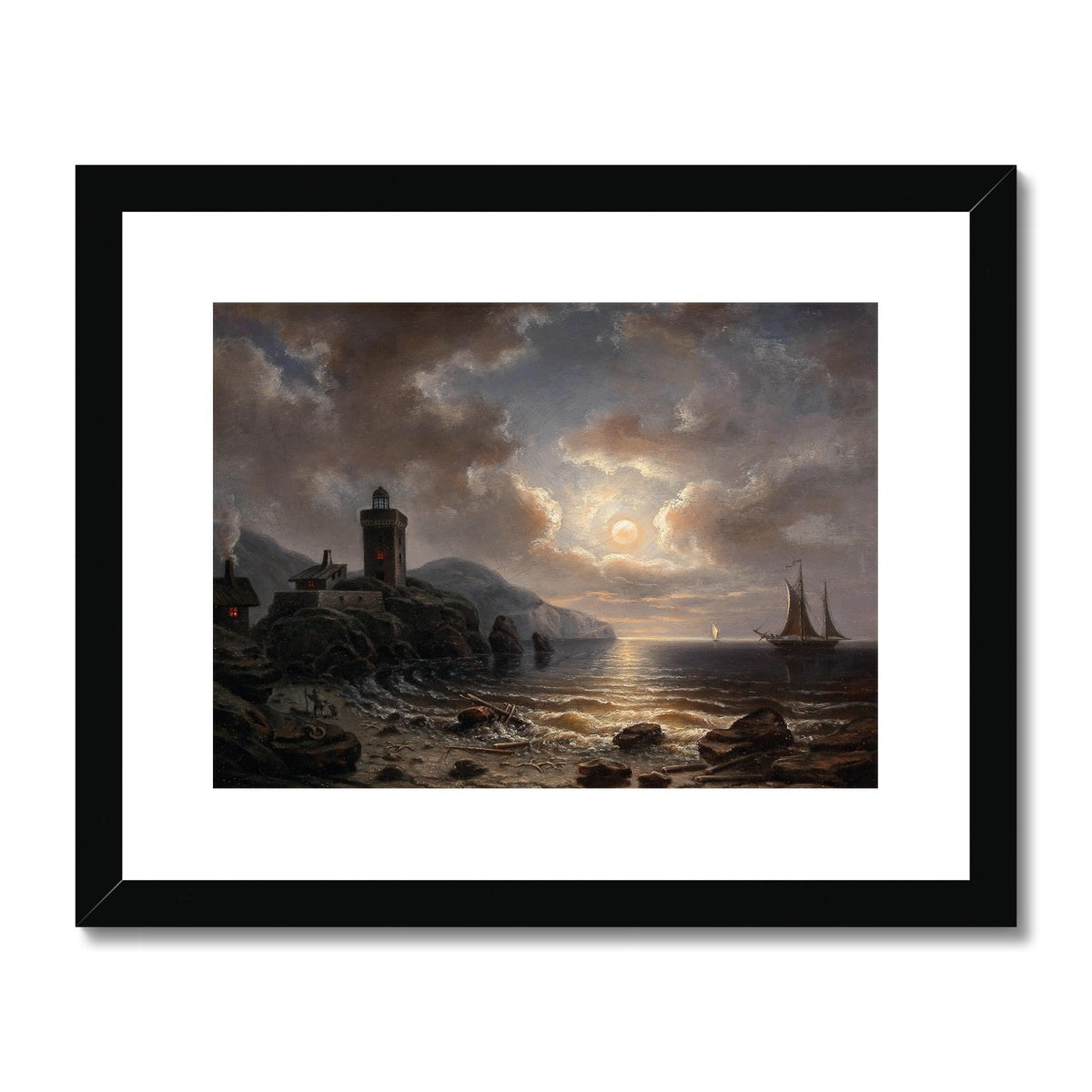 Coast at Night with Lighthouse by Albert de Marees Buy Framed Prints