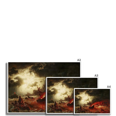 Ocean at Night with Burning Ship | Marcus Larson | 19th Century