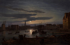 Copenhagen Harbor by Moonlight | Johan Christian Dahl  | 1846