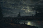 View of Dresden by Moonlight | Johan Christian Dahl | 1839
