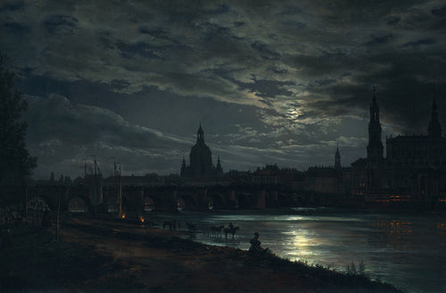 View of Dresden by Moonlight | Johan Christian Dahl | 1839