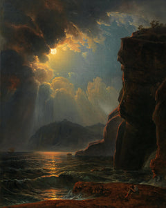 Rocky Coast in the Moonlight | Johann Nepomuk Schödlberger | 1830