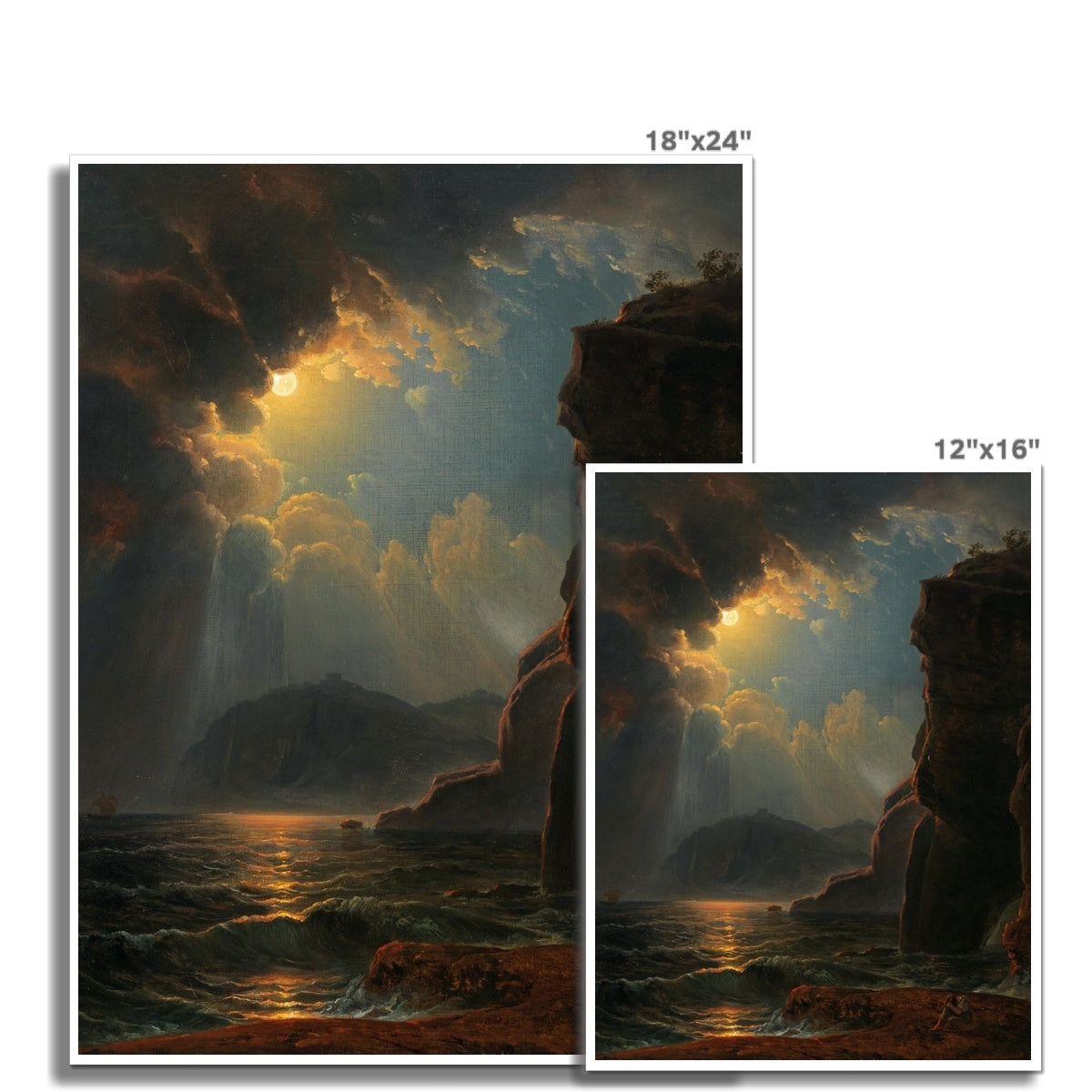 Rocky Coast in the Moonlight by Johann Nepomuk Schödlberger | Buy