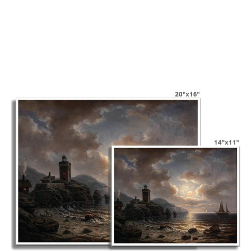 Coast at Night with Lighthouse | Albert de Marees | 1869