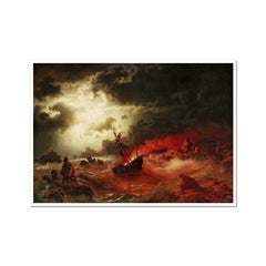 Ocean at Night with Burning Ship | Marcus Larson | 19th Century