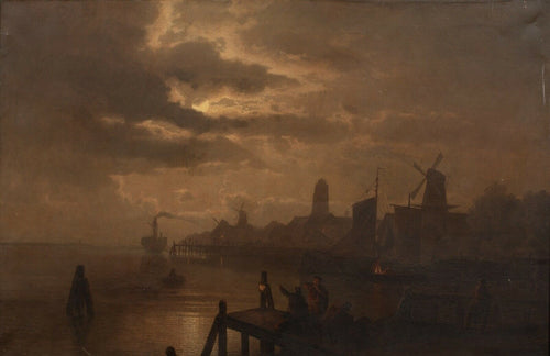 Dutch Dordrecht Moonlit Landscape | Felix Kreutzer (1835-1876) | 19th Century